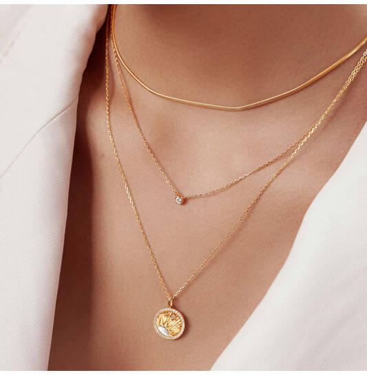  Sunshine Chaser - Silber / 14kt GP - Zirkonia - 45cm